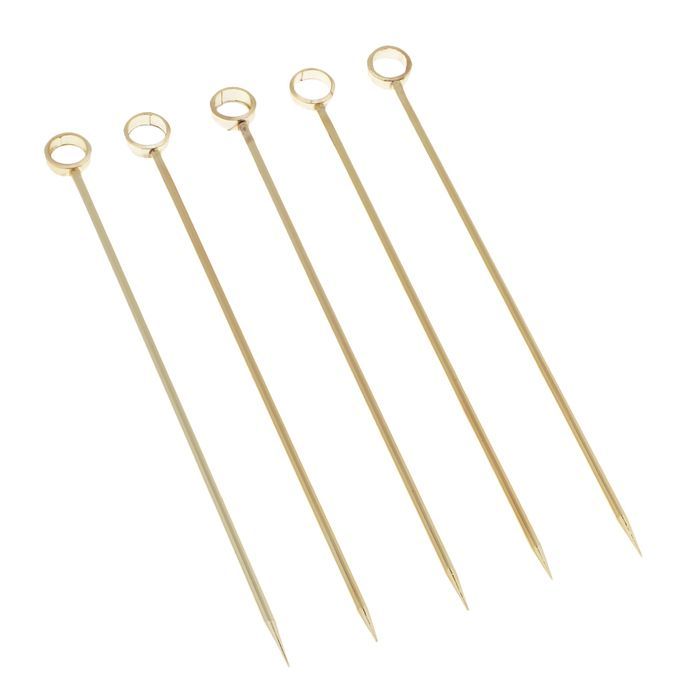 5pcs Stainless Steel Cocktail Fruit Sticks Bar Circle  Circle -Gold