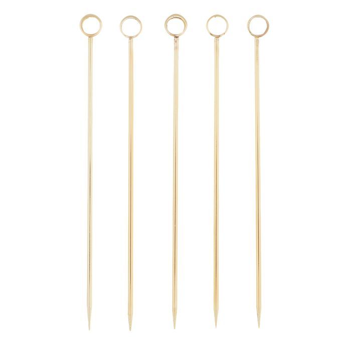 5pcs Stainless Steel Cocktail Fruit Sticks Bar Circle  Circle -Gold