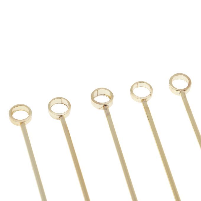 5pcs Stainless Steel Cocktail Fruit Sticks Bar Circle  Circle -Gold