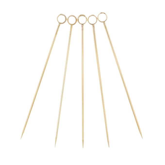 5pcs Stainless Steel Cocktail Fruit Sticks Bar Circle  Circle -Gold