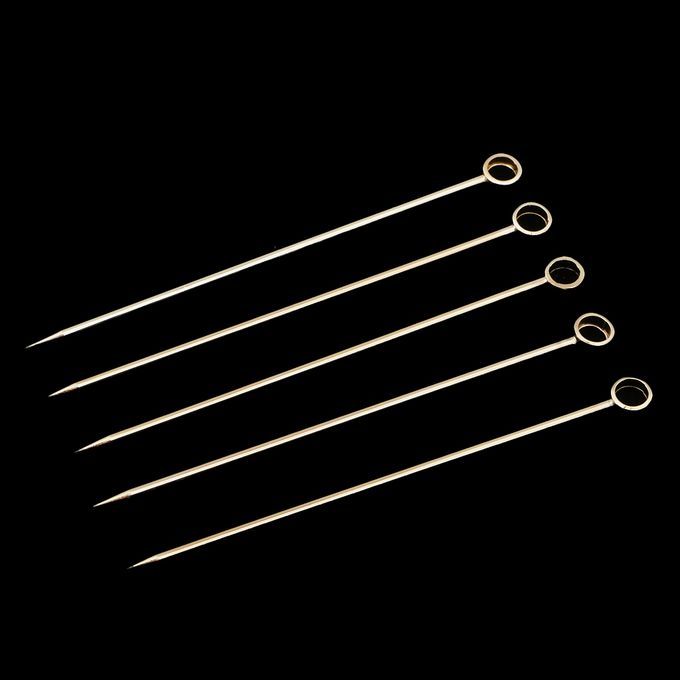 5pcs Stainless Steel Cocktail Fruit Sticks Bar Circle  Circle -Gold
