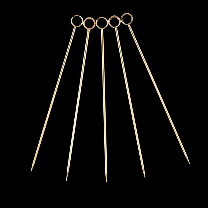 5pcs Stainless Steel Cocktail Fruit Sticks Bar Circle  Circle -Gold