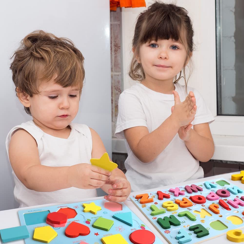 3 Set Wooden Alphabets, Numbers And Shape Learning Toys