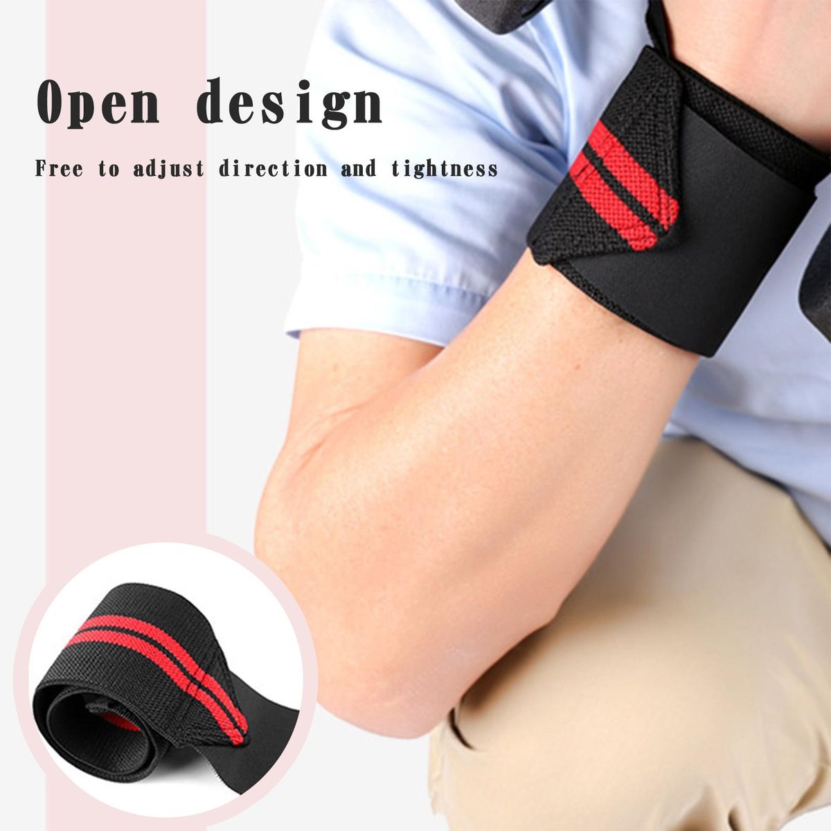 1Pc Wrist Guard Weight Lifting Wrist Strap Red Black