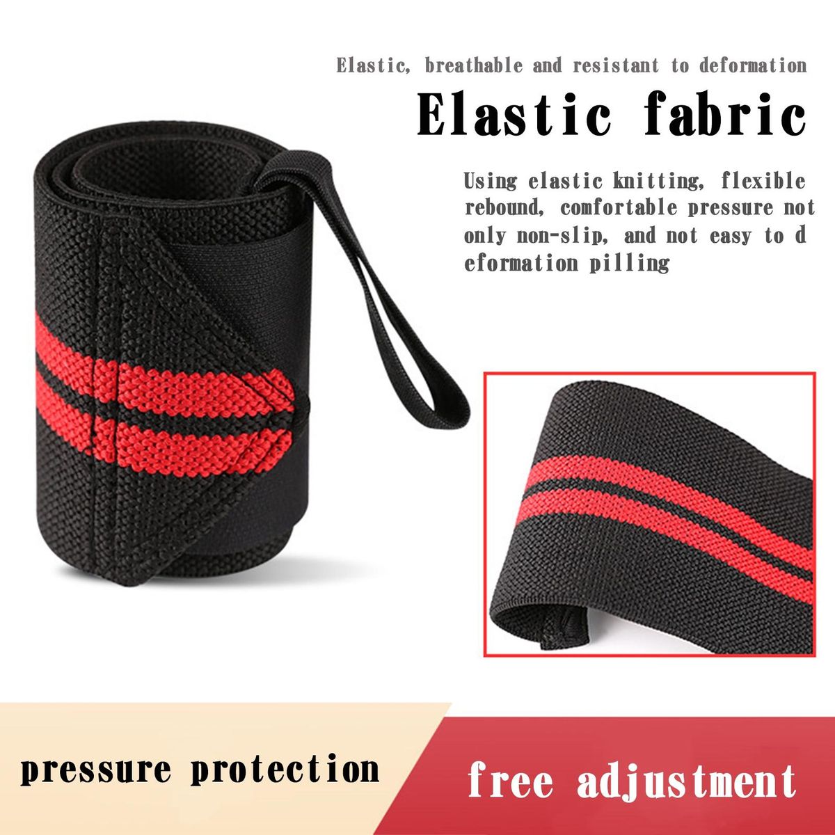 1Pc Wrist Guard Weight Lifting Wrist Strap Red Black