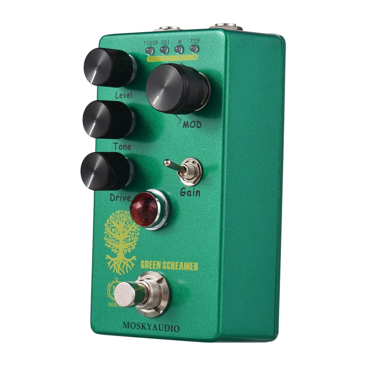 MOSKYAudio Booster/Overdrive Guitar Effect Pedal 4 Mode Switch & Level/Tone/Drive Controls Compact Portable Digital Overdrive Guitar Effector Effect Processor for Electric Guitar - GREEN SCREAMER