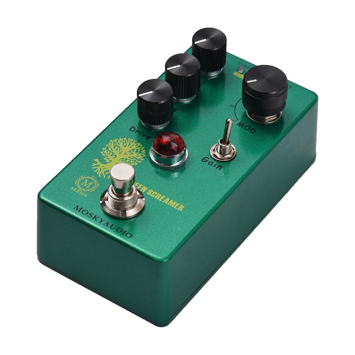 MOSKYAudio Booster/Overdrive Guitar Effect Pedal 4 Mode Switch & Level/Tone/Drive Controls Compact Portable Digital Overdrive Guitar Effector Effect Processor for Electric Guitar - GREEN SCREAMER