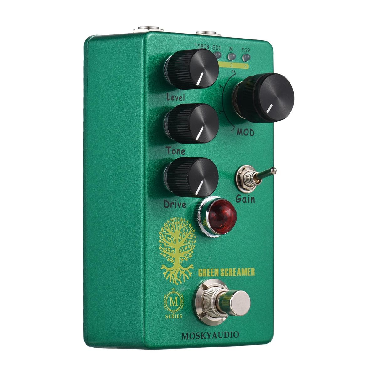 MOSKYAudio Booster/Overdrive Guitar Effect Pedal 4 Mode Switch & Level/Tone/Drive Controls Compact Portable Digital Overdrive Guitar Effector Effect Processor for Electric Guitar - GREEN SCREAMER