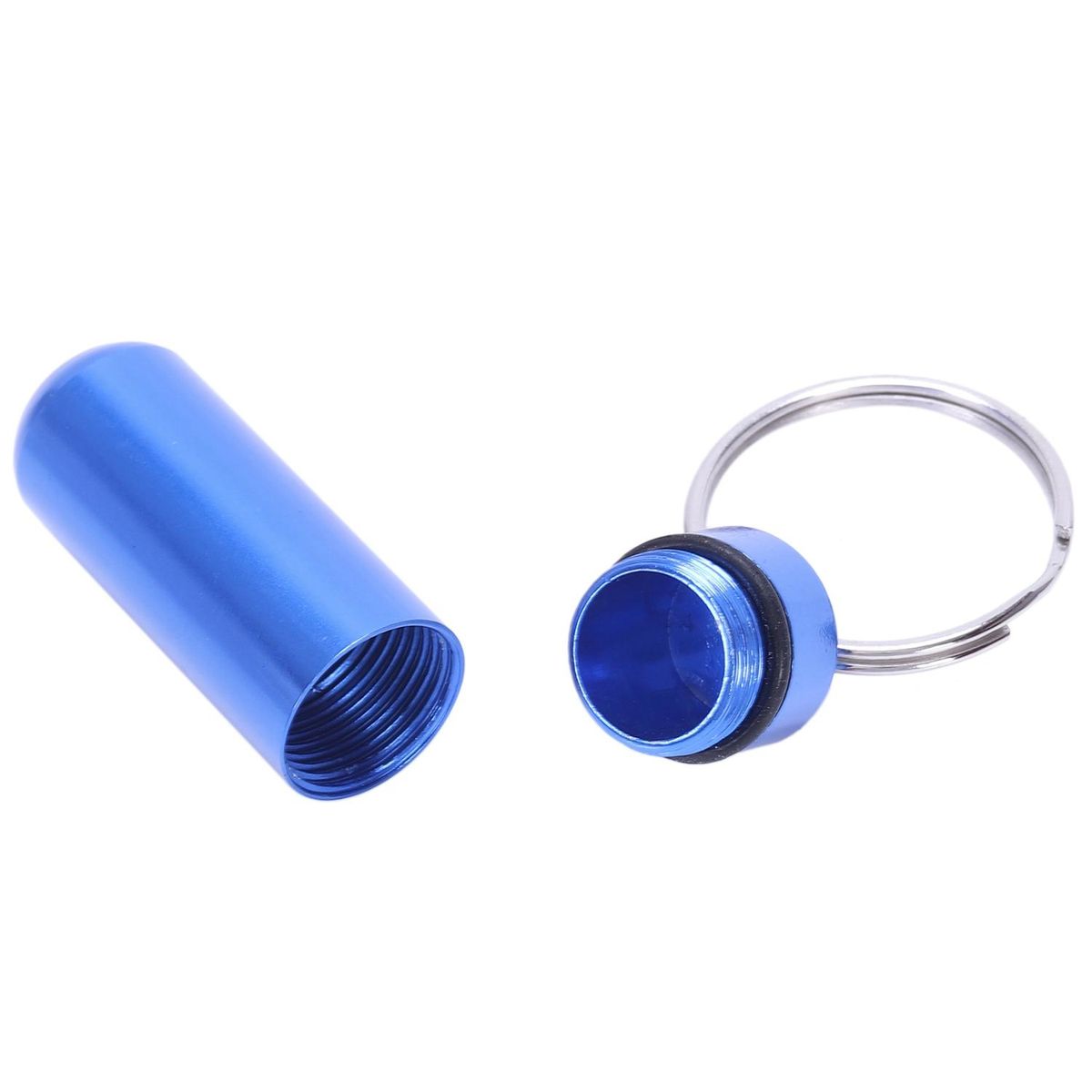 Royal Blue Aluminum Pill Tablet Case Box Cylinder Holder w