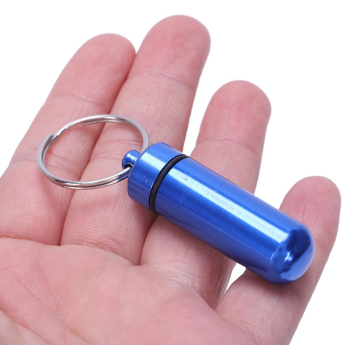 Royal Blue Aluminum Pill Tablet Case Box Cylinder Holder w