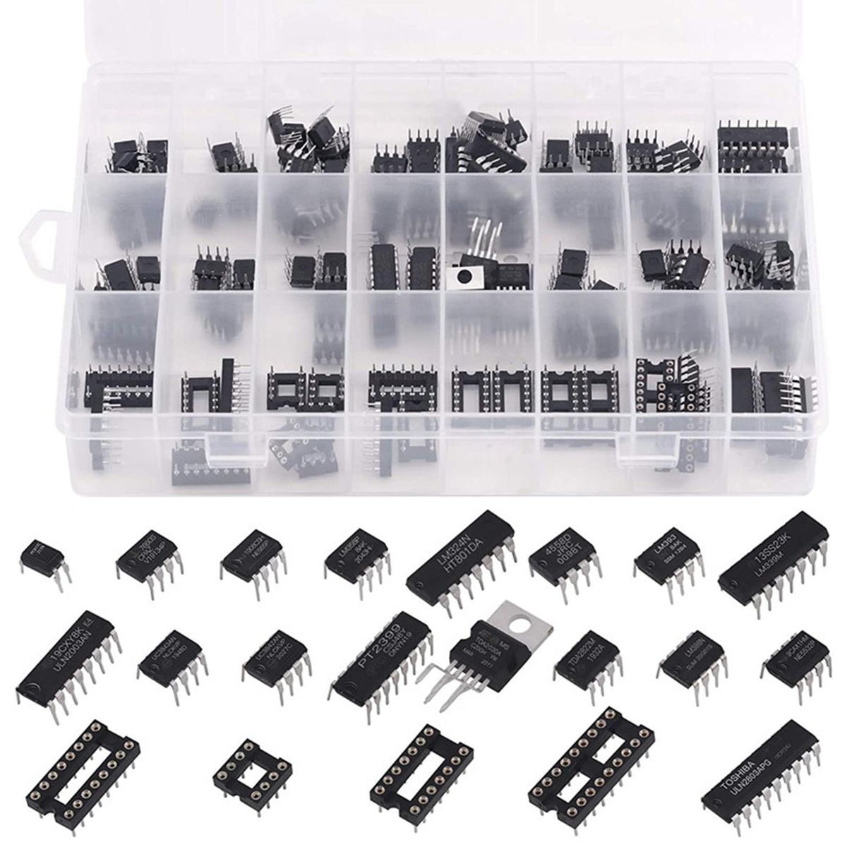 169 Pieces Dip IC Sockets Double Row 8 14 16 18 Pins  2.54mm