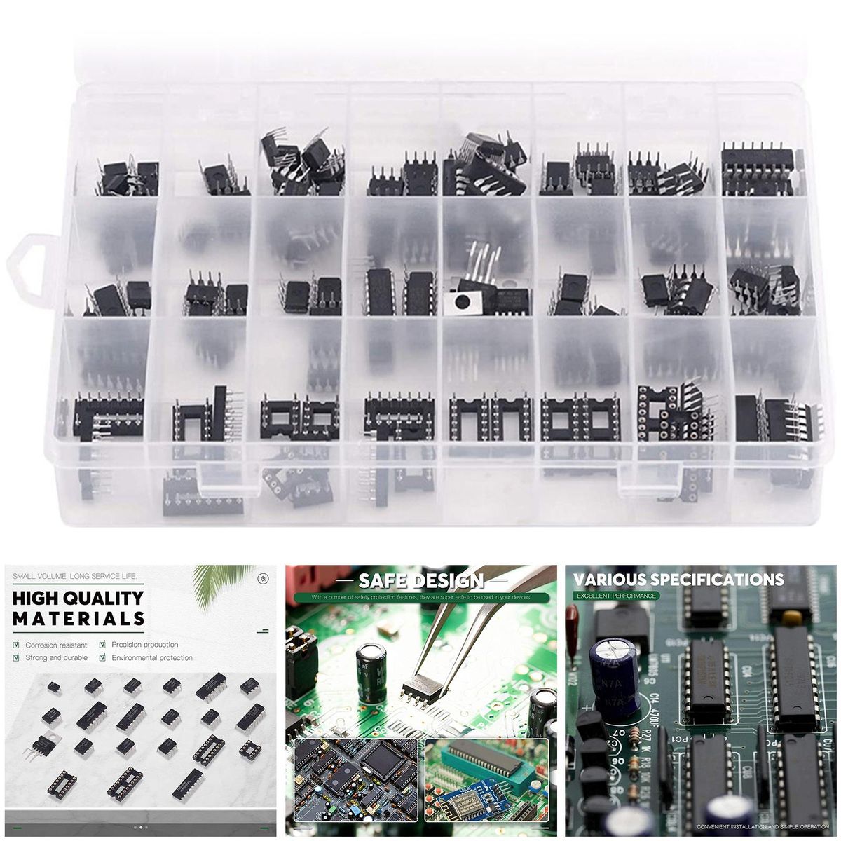 169 Pieces Dip IC Sockets Double Row 8 14 16 18 Pins  2.54mm