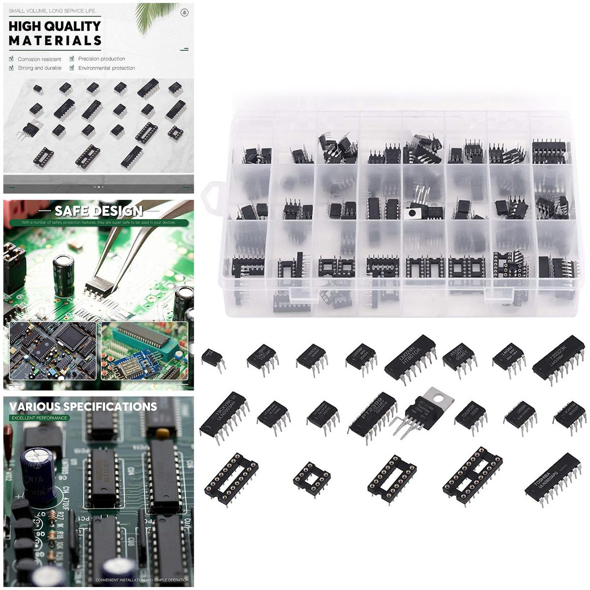 169 Pieces Dip IC Sockets Double Row 8 14 16 18 Pins  2.54mm