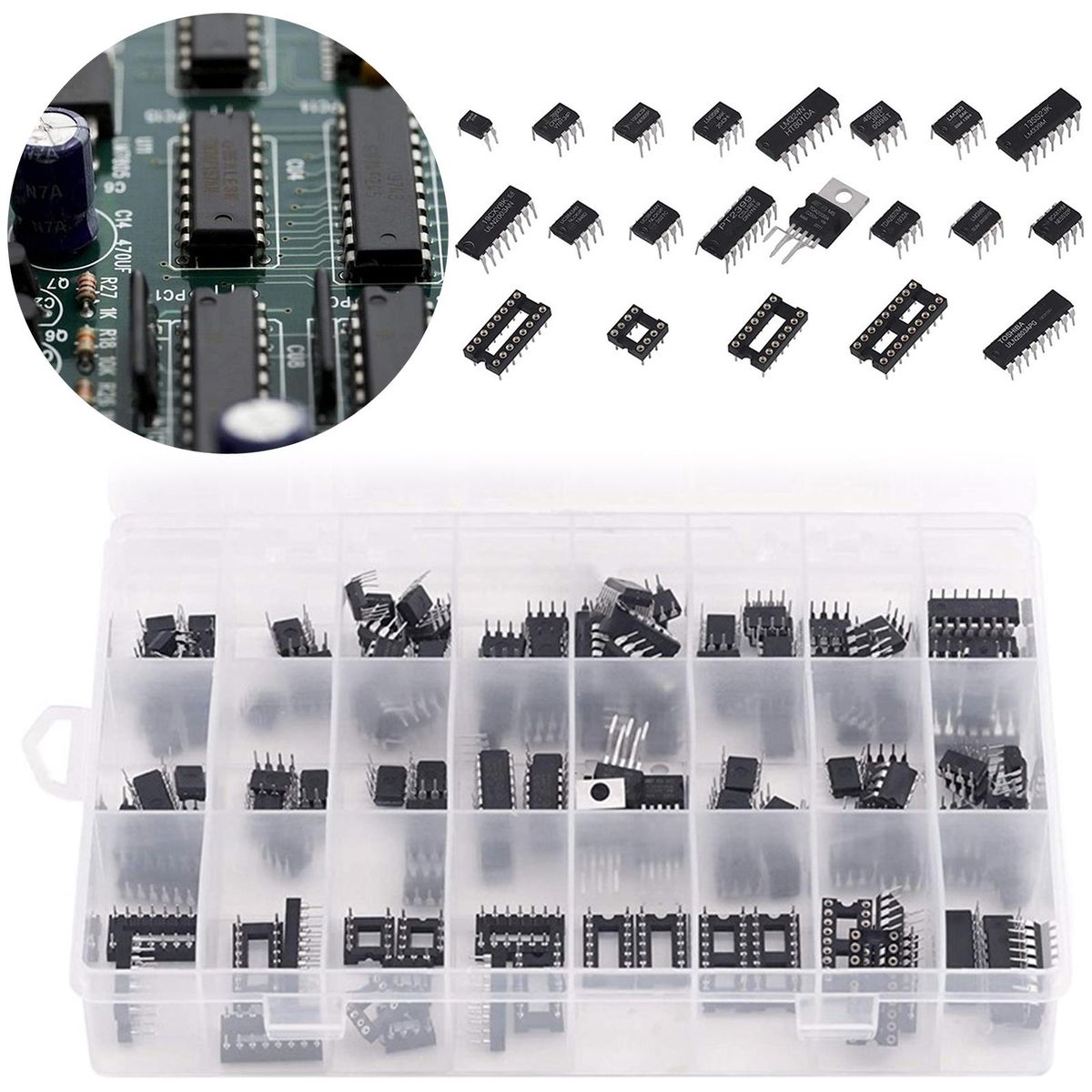 169 Pieces Dip IC Sockets Double Row 8 14 16 18 Pins  2.54mm