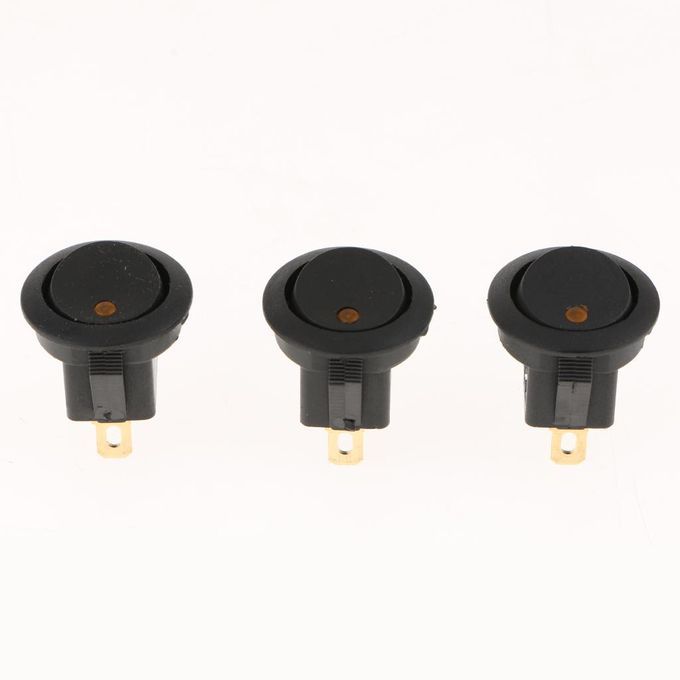 5 Pcs 12V 16A 3-PIN Dot Led   Round Rocker Toggle Switch Yellow Light