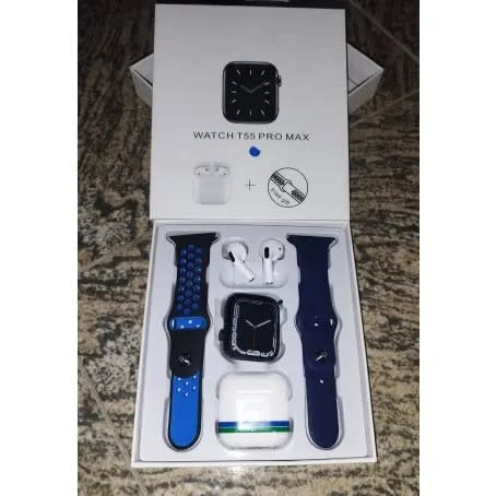 2 In 1 Smart Watch T55 Pro Max With Earbud & Extra Strap For Android & iPhone