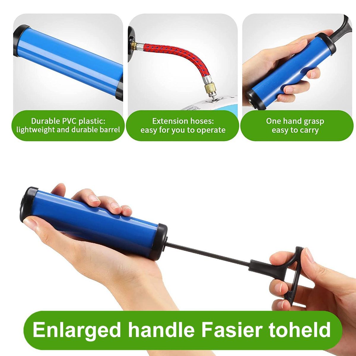 1 Set Ball Inflator Soccer Basketball Hand Tool Blue
