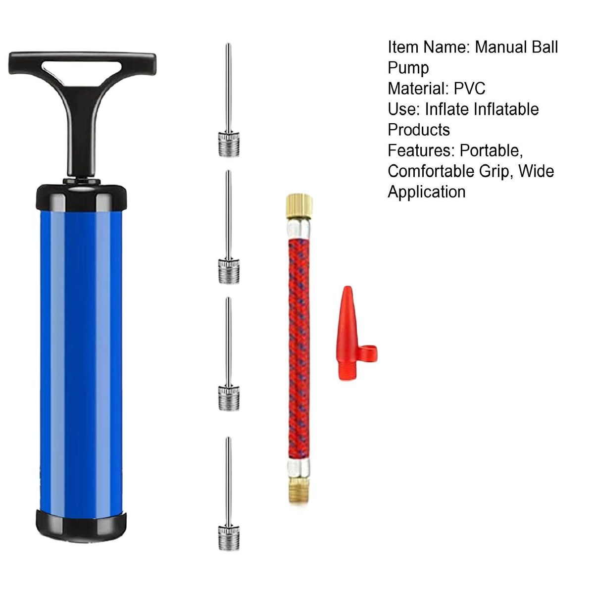 1 Set Ball Inflator Soccer Basketball Hand Tool Blue