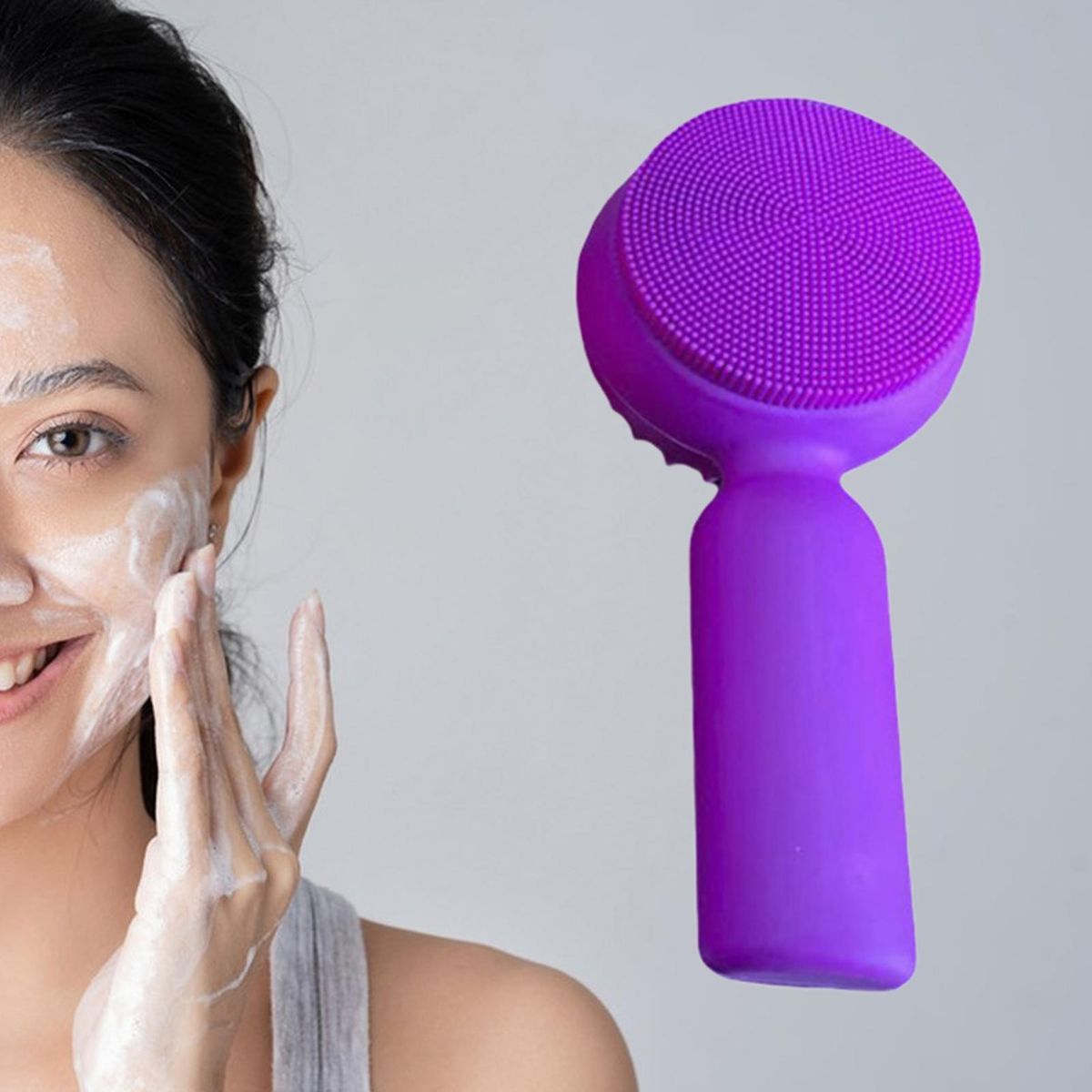 Face Scrubber Men Women Silicone Face Scrubber Purple