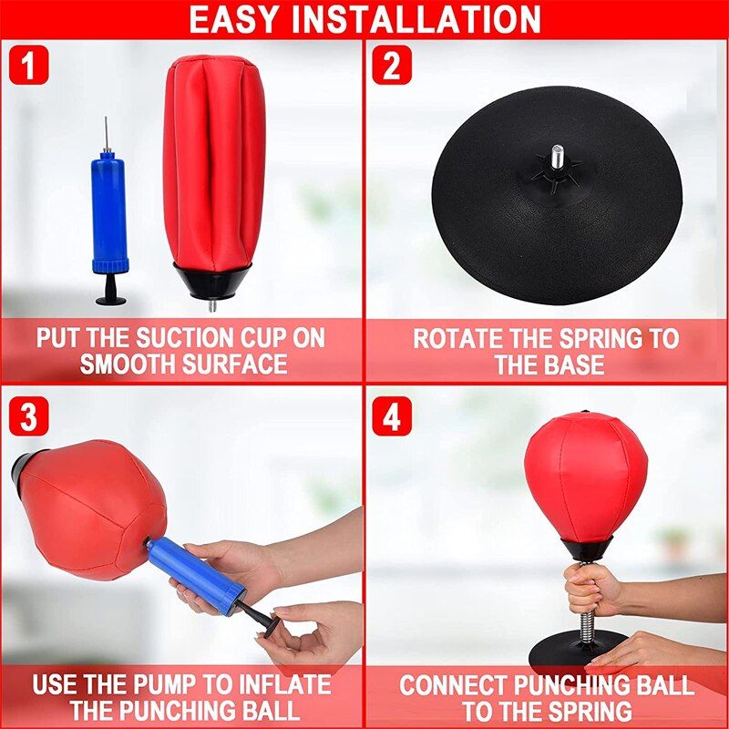 Portable Desk Punch Bags With Suction Cup Desktop Stand Up Boxing Ball For Home Office Pressure