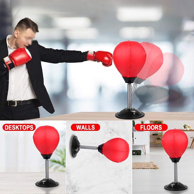Portable Desk Punch Bags With Suction Cup Desktop Stand Up Boxing Ball For Home Office Pressure