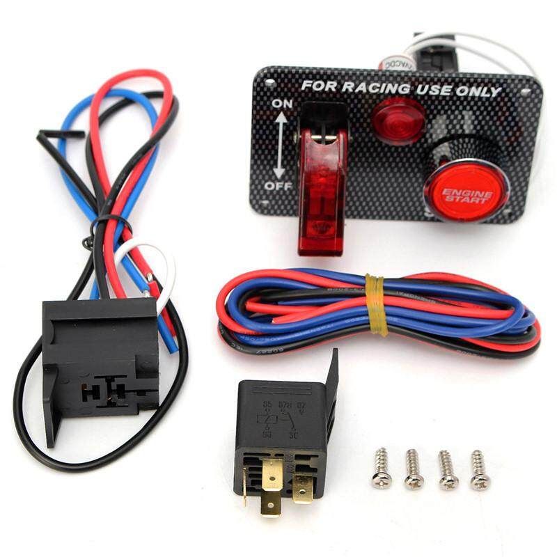Car 12V Ignition Engine Start Push Starter Button Panel Toggle Switch Carbon