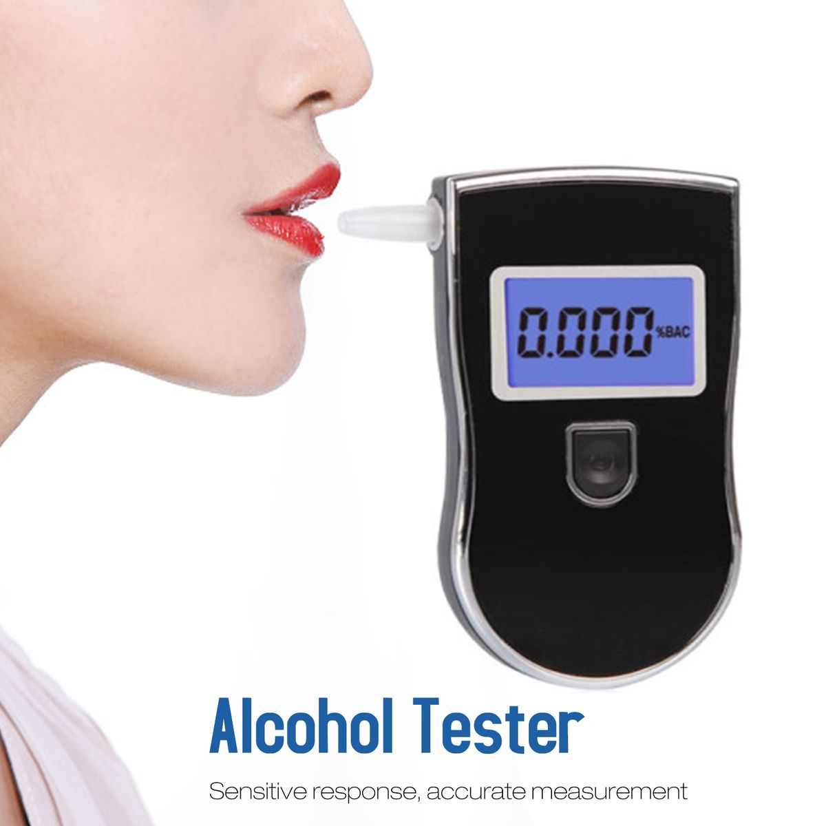 Alcohol Tester, Handheld Breathalyzer With Blue Backlight