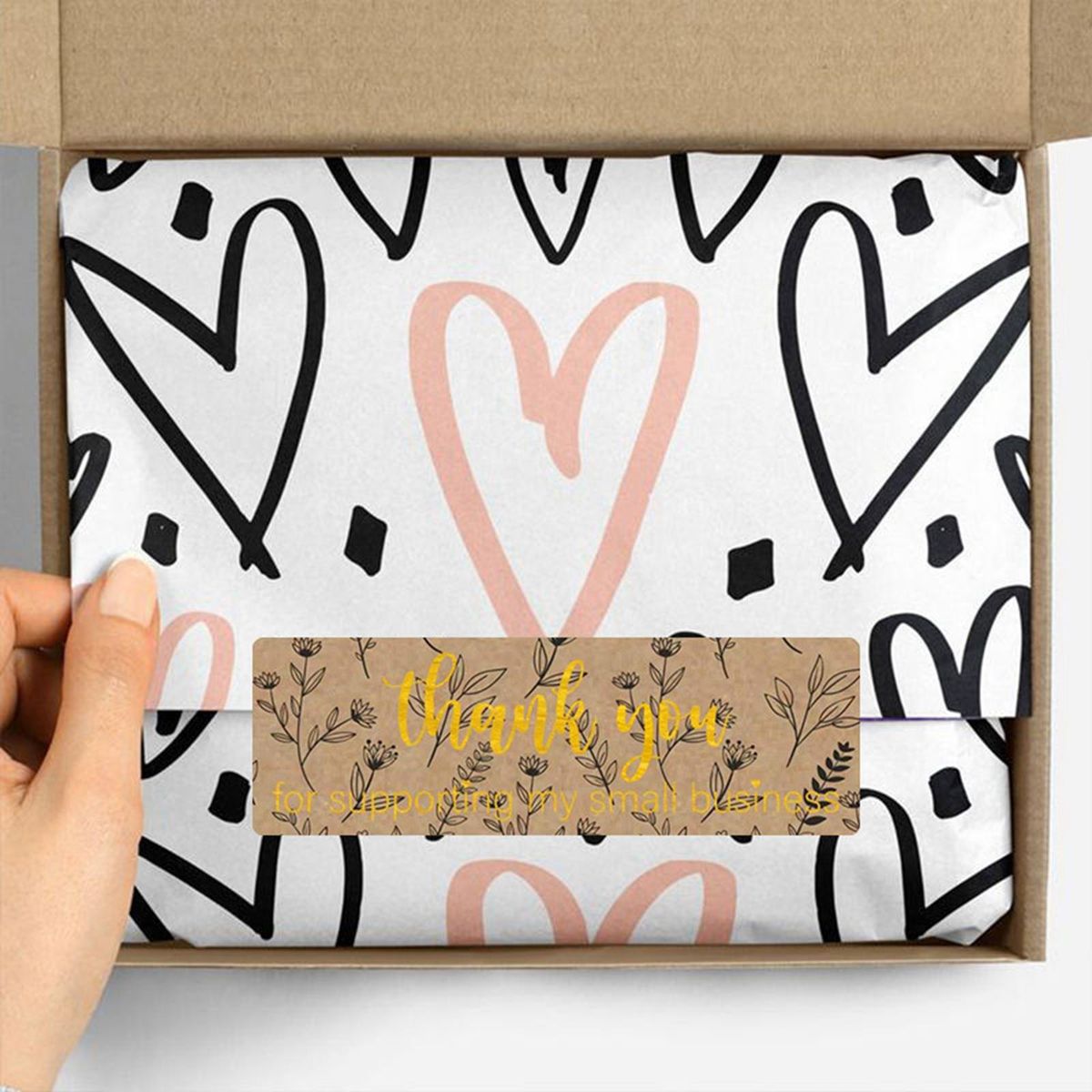 Kraft Thank YOU Stickers Seal Label Decorative For Gift Packaging