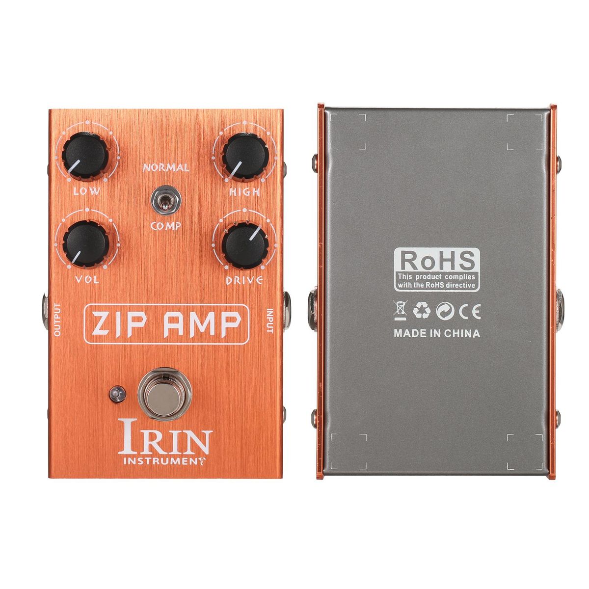 IRIN Overdrive Guitar Effect Pedal with Normal/Compression Modes Toggle Switch Low/High/Volume/Drive 4 Control Knobs for Electric Guitar - ZIP AMP