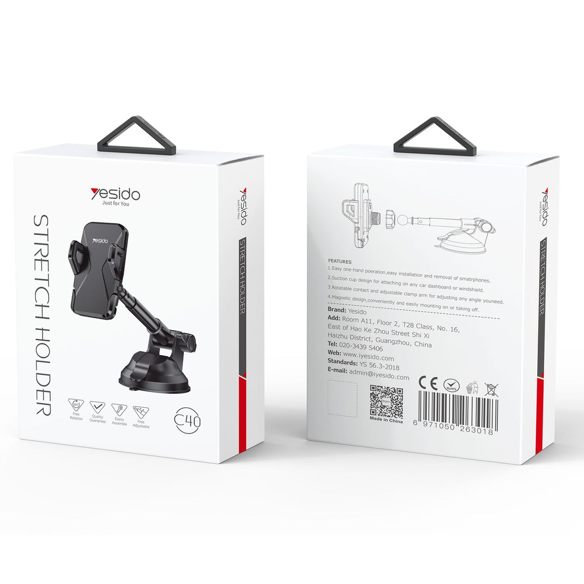 C40 Car Foldable 360 Degree Rotation Automatic Clip Phone Holder(Black)
