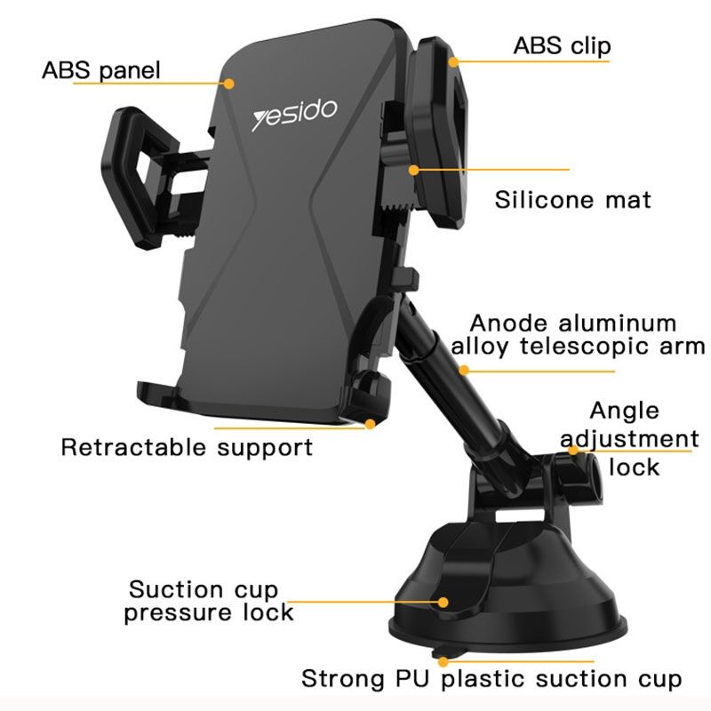 C40 Car Foldable 360 Degree Rotation Automatic Clip Phone Holder(Black)