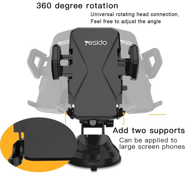 C40 Car Foldable 360 Degree Rotation Automatic Clip Phone Holder(Black)