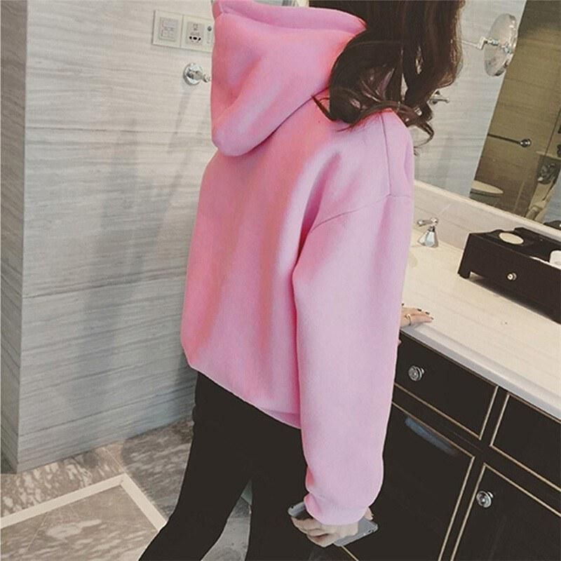Women Sweatshirt Solid Color Hooded Neckline Dropped Shoulder Pocket Ribbed Long Sleeve Casual Loose Pullover