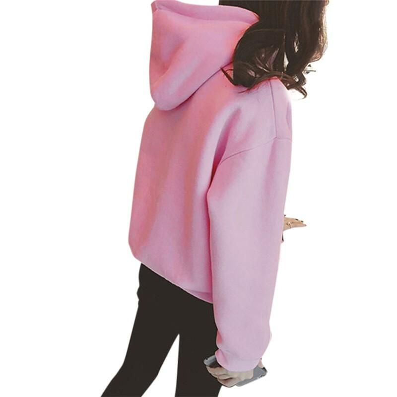 Women Sweatshirt Solid Color Hooded Neckline Dropped Shoulder Pocket Ribbed Long Sleeve Casual Loose Pullover