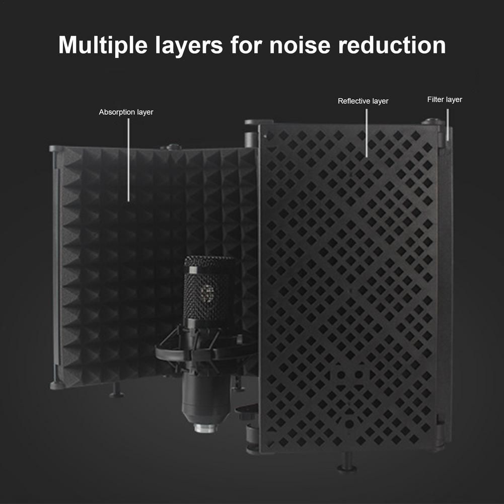 Foldable Microphone Acoustic Isolation Shield Alloy