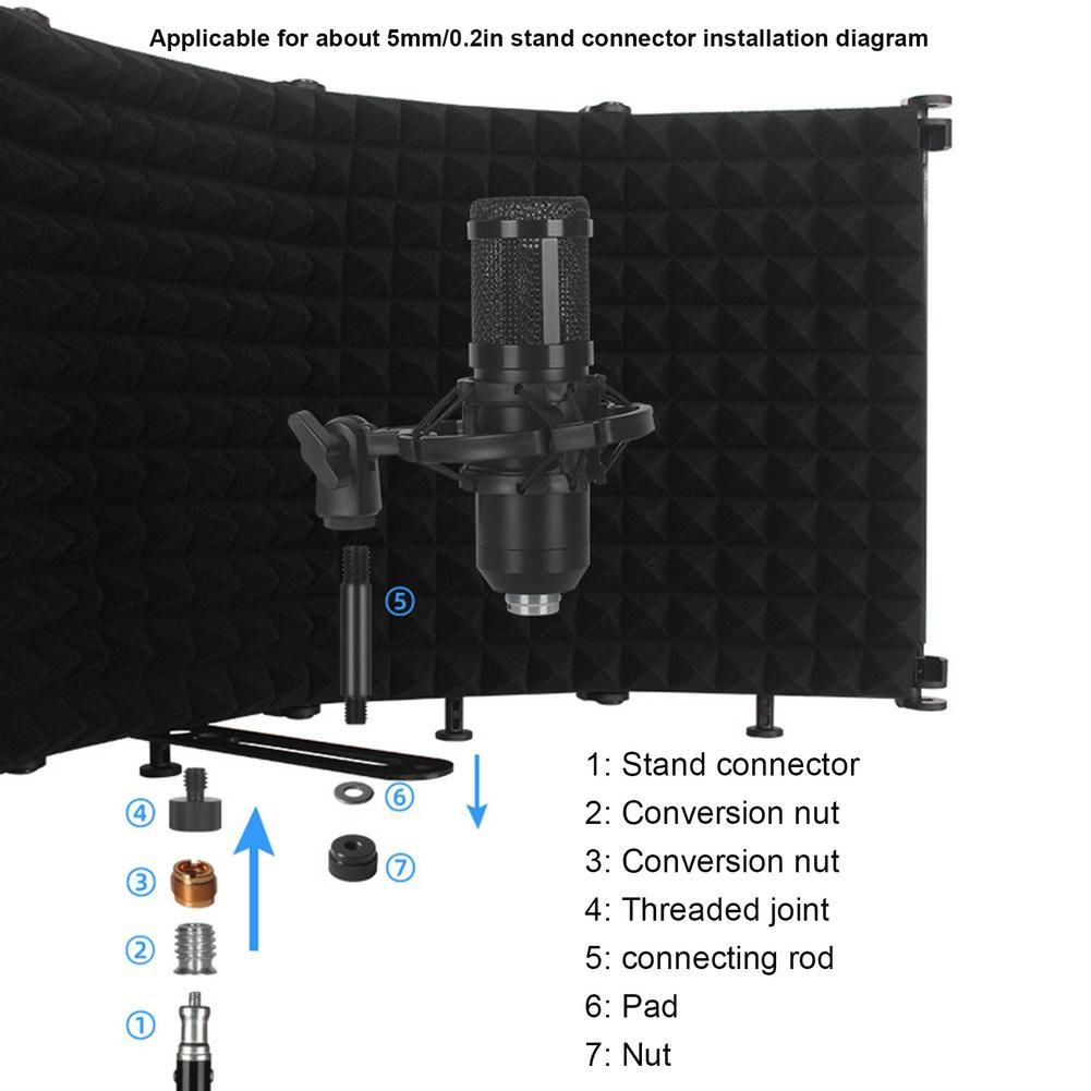 Foldable Microphone Acoustic Isolation Shield Alloy
