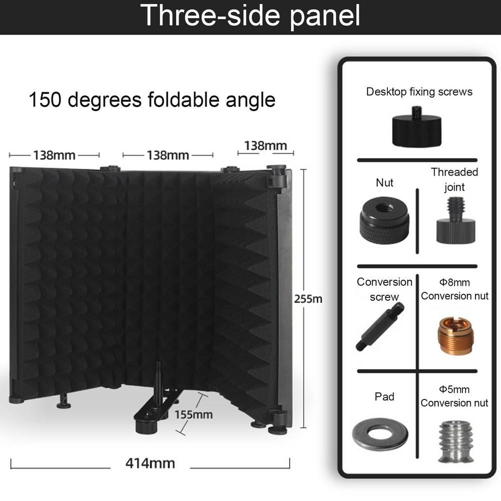 Foldable Microphone Acoustic Isolation Shield Alloy