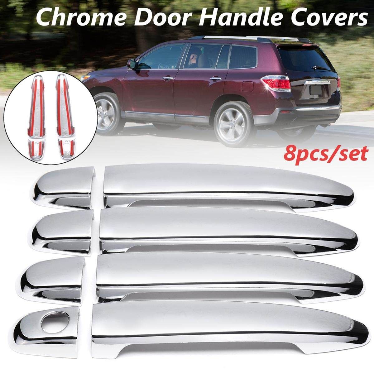 8pcs Set ABS Chrome Door Handle Covers For To*yo*ta Highlander Avalon Lexus GX470