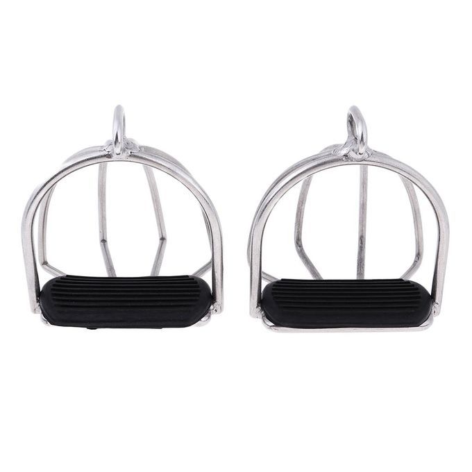 2 Pcs Stainless Steel S Horse Riding Safety  With Rubber Pad