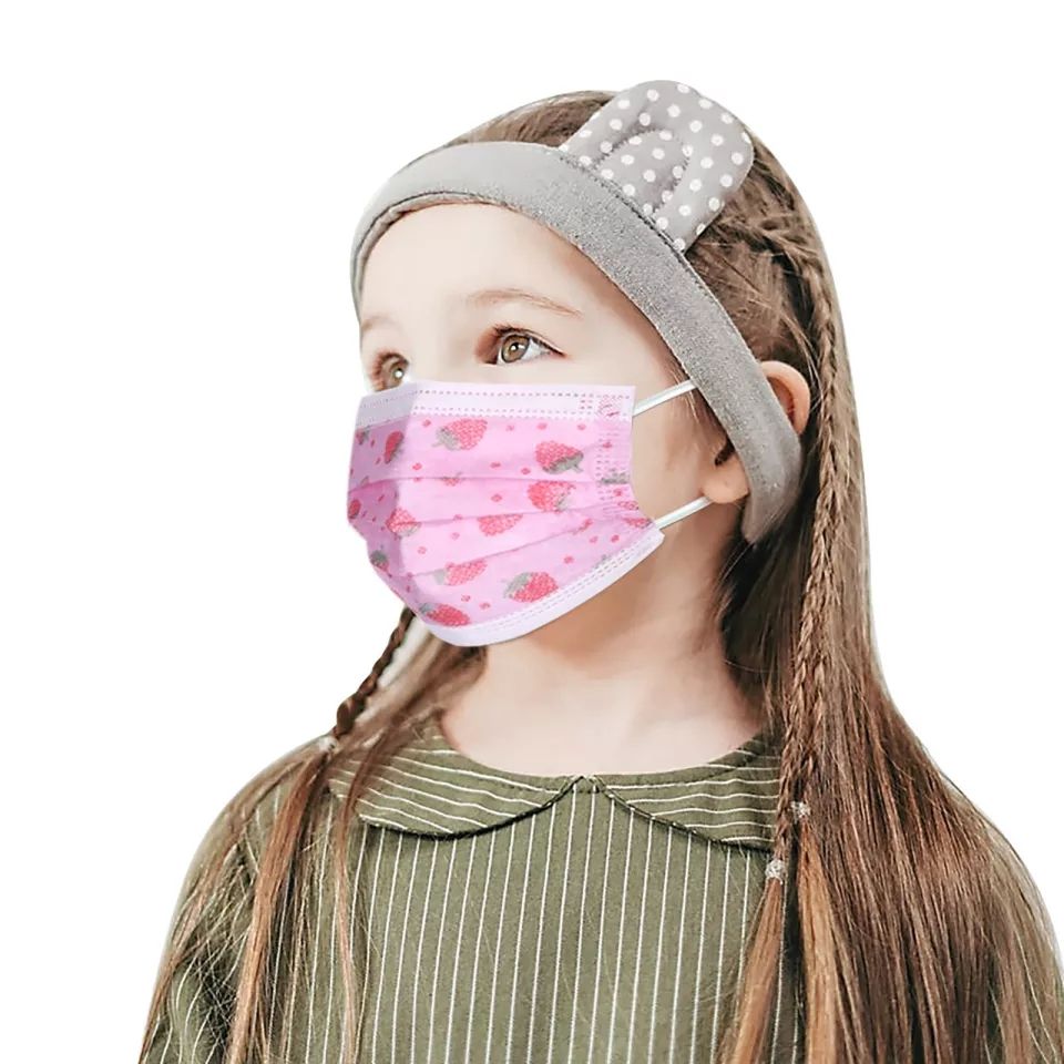 50pcs Disposable Kids Face Mask - Protects Nose & Mouth Pink