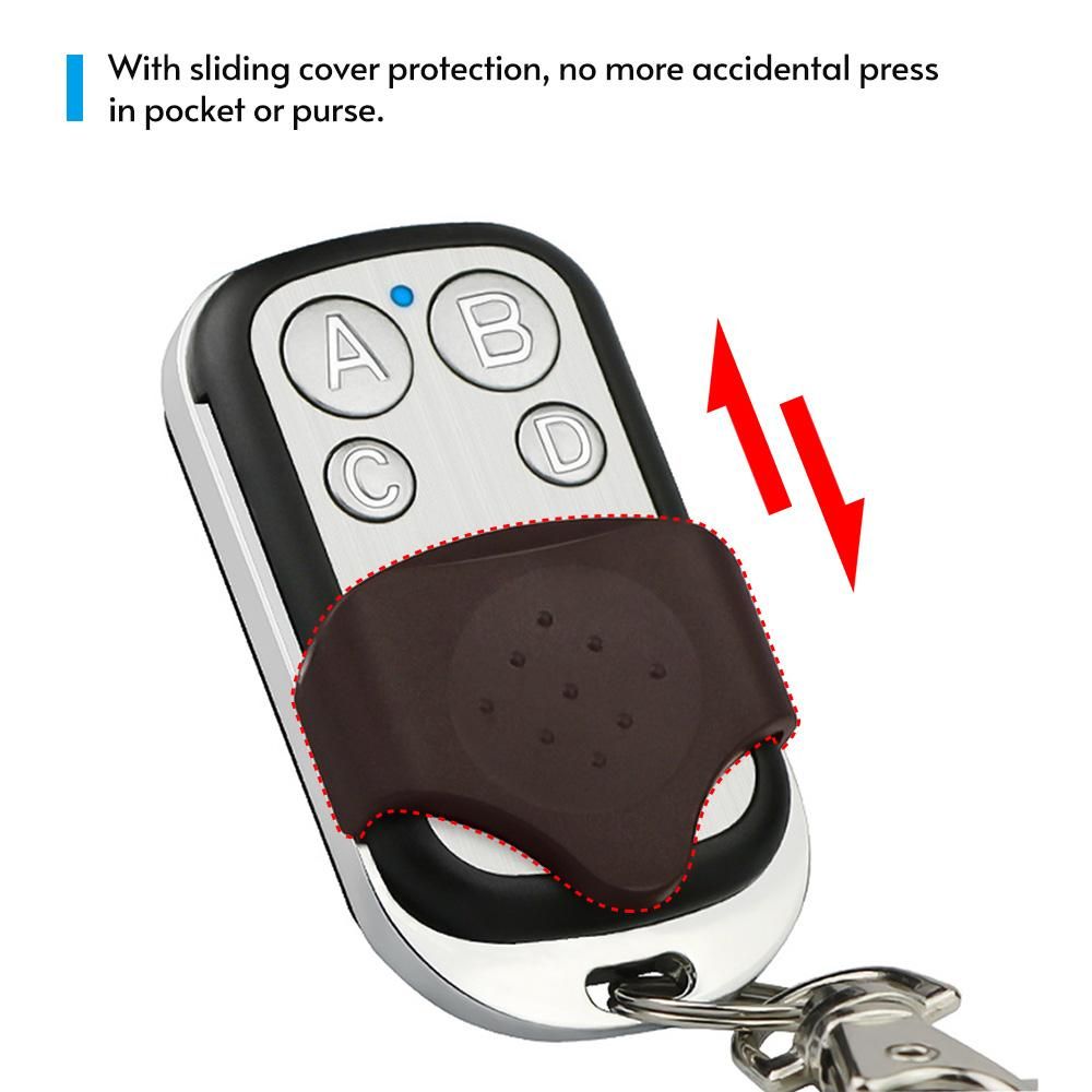 433MHz Copy Remote Controller Metal Clone Remotes 4 Buttons Cloning Key Fob Garage Duplicator Remote Control Key Fob with Cover Protection