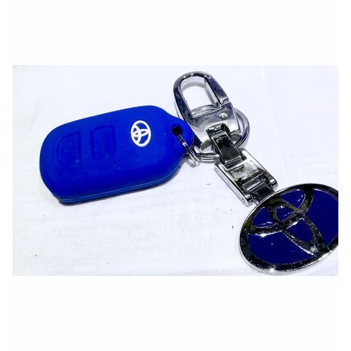 Blue Toyota  Key Holder + 2button Silicone Remote Key Cover