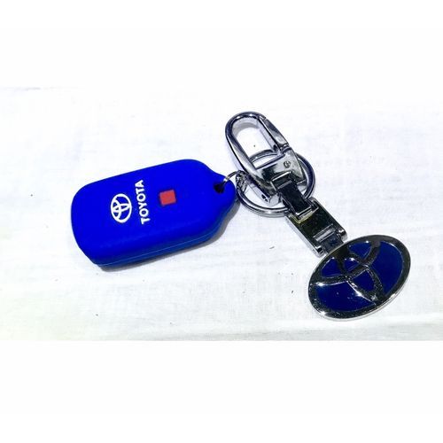 Blue Toyota  Key Holder + 2button Silicone Remote Key Cover