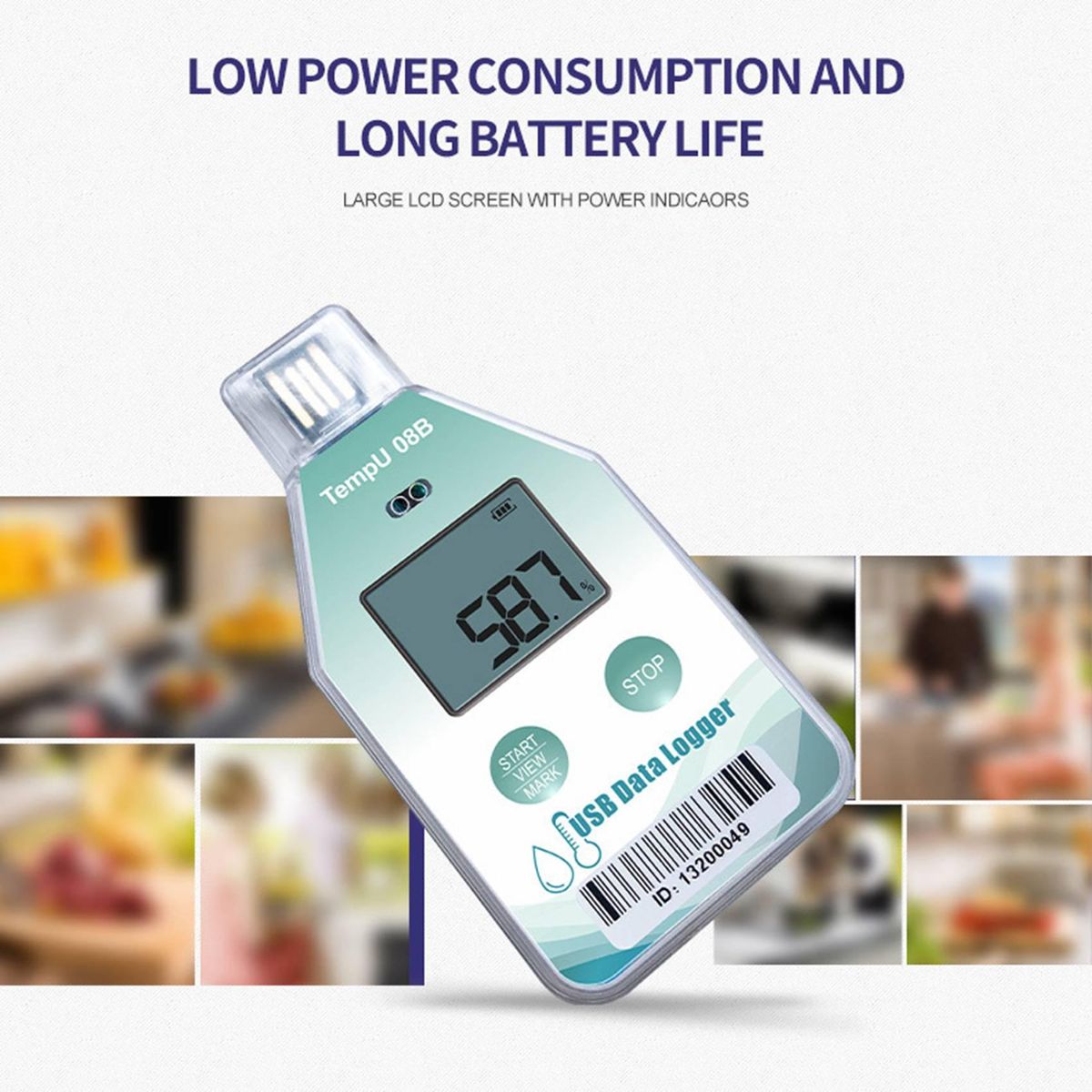 TempU08B Temperature Data 32000 Capacity PDF Report Support Reuse IP67 Temperature Recorder Cold Chain Recorder