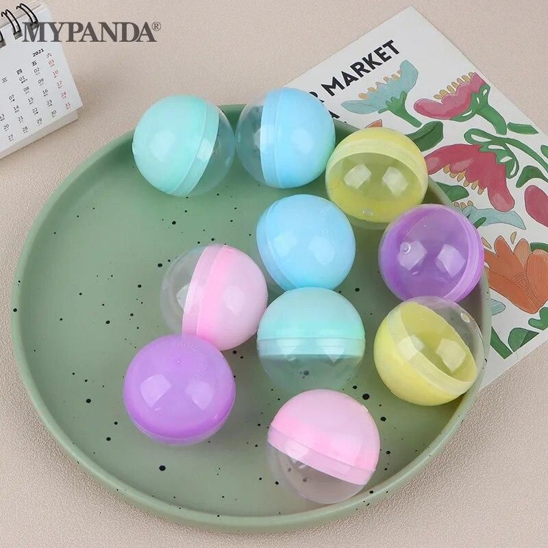 10Pcs 45mm Plastic PP Toy Capsules Half Transparent Colorful Round Surprise Ball Easy Open Lock Amusement for Vending Machine