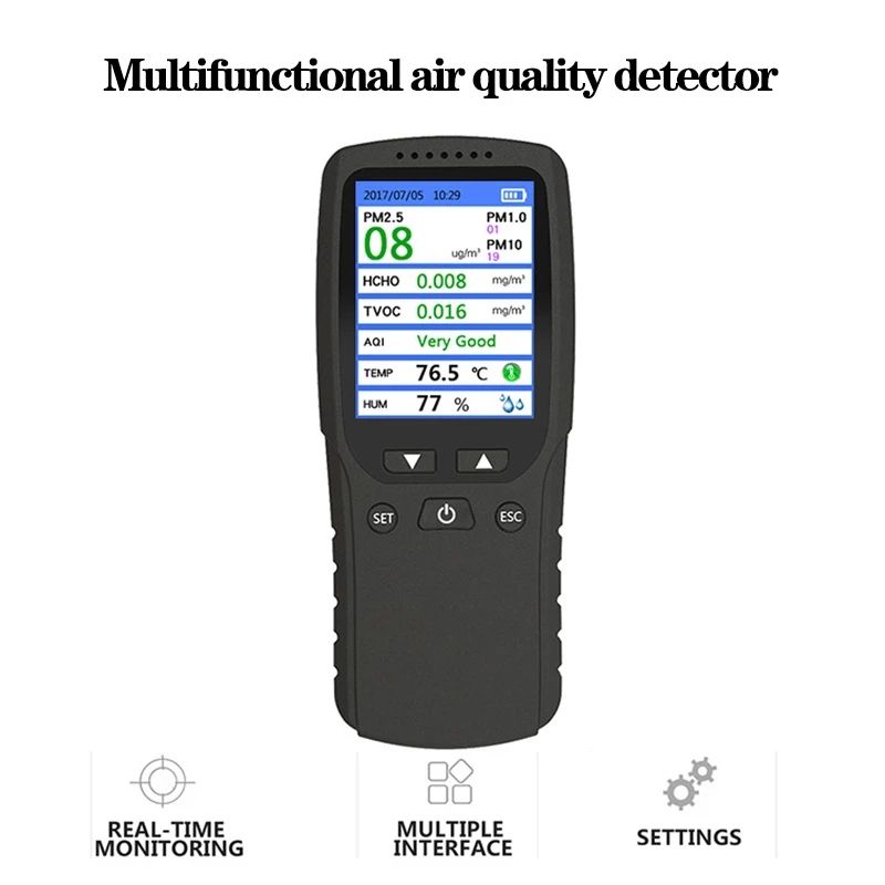 DM106A Portable Multi-Function Gas Detector PM2.5 Formaldehyde(HCHO) Air Quality Monitor Analyzer Meter Dust Sensor USB Charge