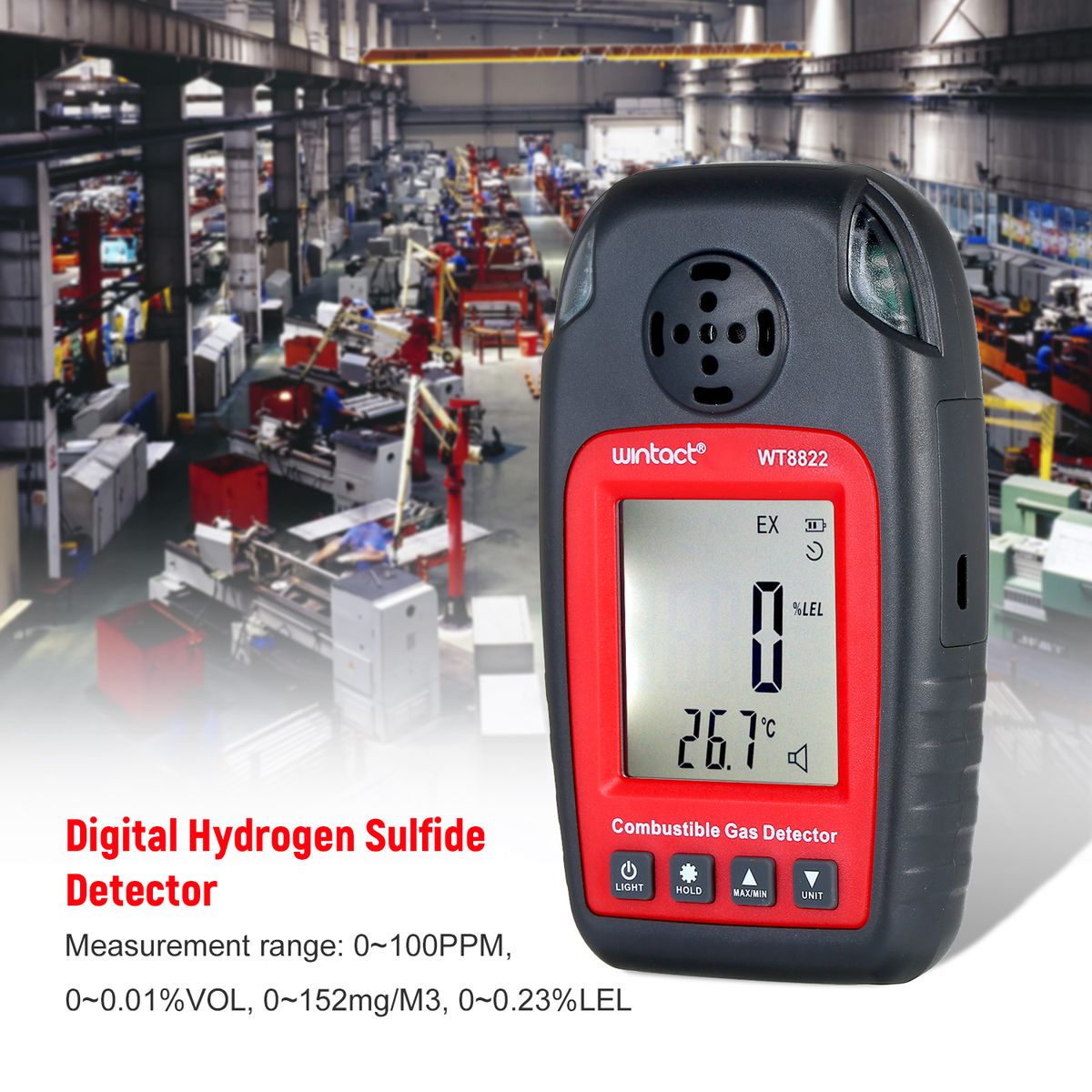 WT8822 LCD Display Hydrogen Sulfide Gas Detector H2S Gas Analyzer Tester Hydrogen Sulfide Detecting Gauge Meter