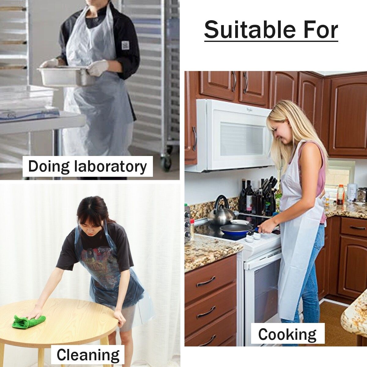 100 PCS Disposable Plastic Aprons Blue Waterproof Oil Proof Kitchen Cooking 60X100 CM