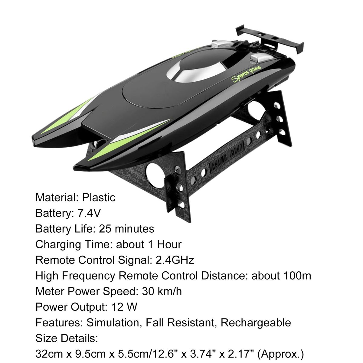 1 Set Wireless RC Boat 2.4G Remote Control Speedboat Water Black