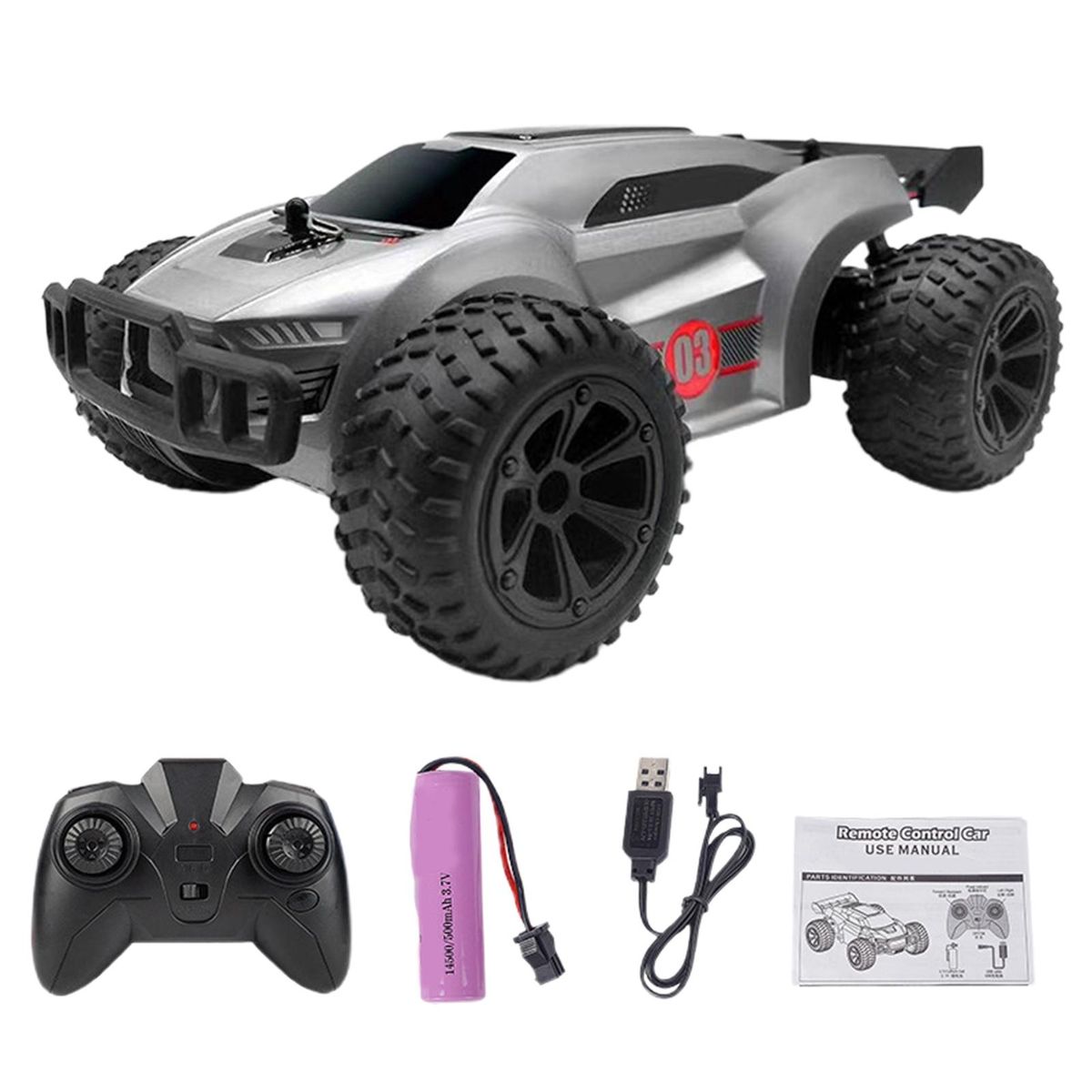 RC Race Car Remote Control Car Off-Road Racing Vehicle Toy Silver